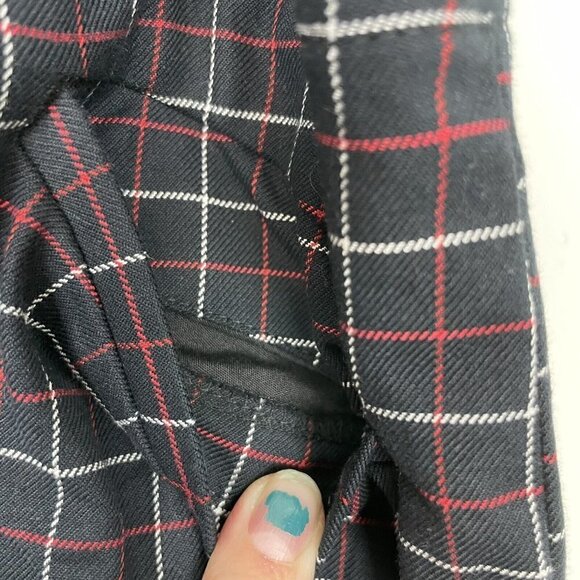 J Jill Pants Womens 14 Black Red White Plaid Stretch Flat Front Tapered Fit - Picture 3 of 6